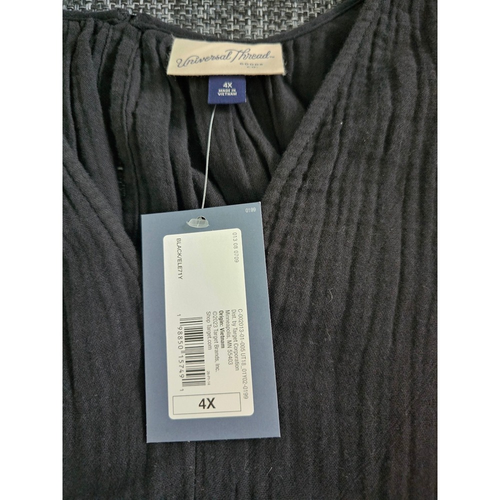 Universal Thread Gauze Jumpsuit Women 4X Black NWT Sleeveless Wide Leg V-Neck - Picture 8 of 12